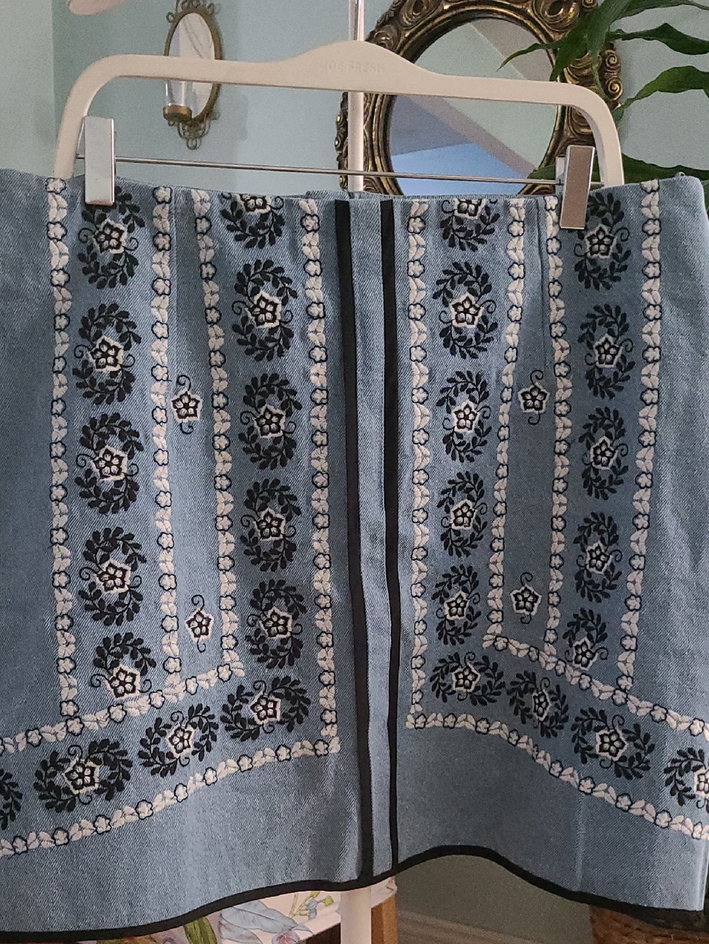 River Island Light Blue Denim Label Top